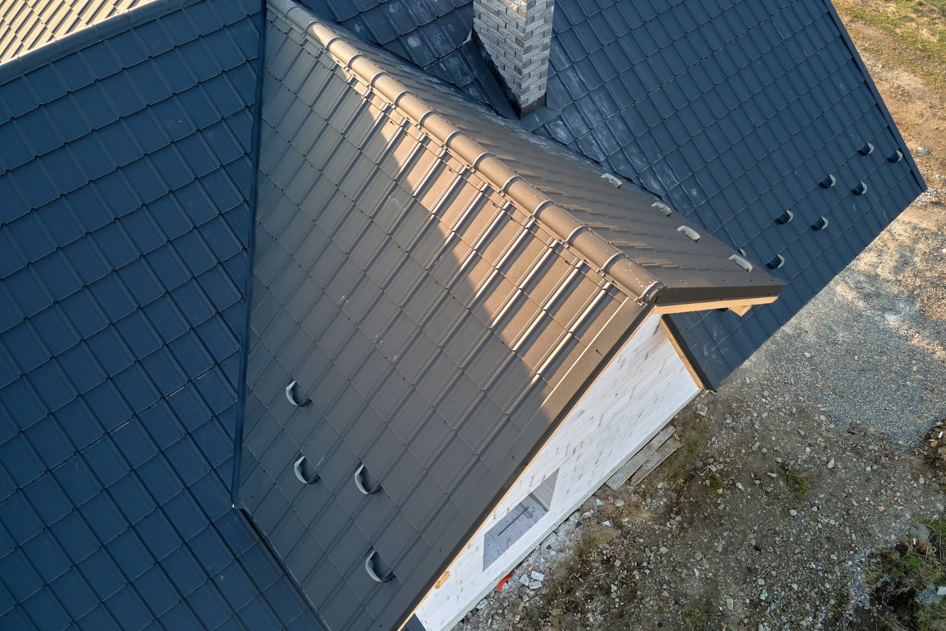 Dark standing seam metal roof
